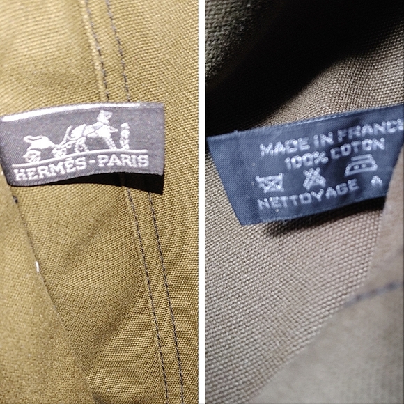 HERMÈS Navy & Khaki Green Toile Fourre-Tout GM Bag - Picture 9 of 16